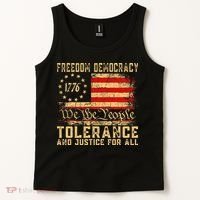 Freedom Democracy Tolerance And Justice For All Hands Off Tank Top thumb 2
