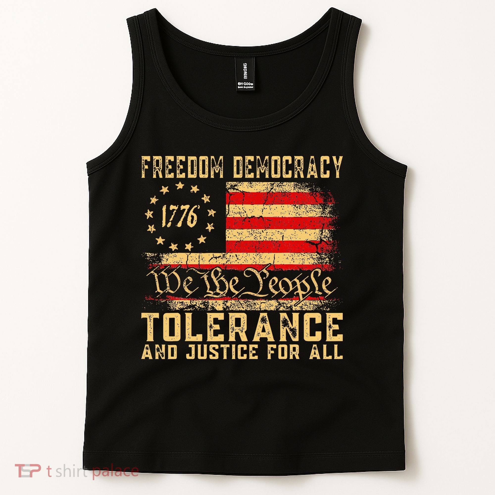 Freedom Democracy Tolerance And Justice For All Hands Off Tank Top