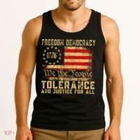 Freedom Democracy Tolerance And Justice For All Hands Off Tank Top thumb 3