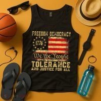 Freedom Democracy Tolerance And Justice For All Hands Off Tank Top thumb 4