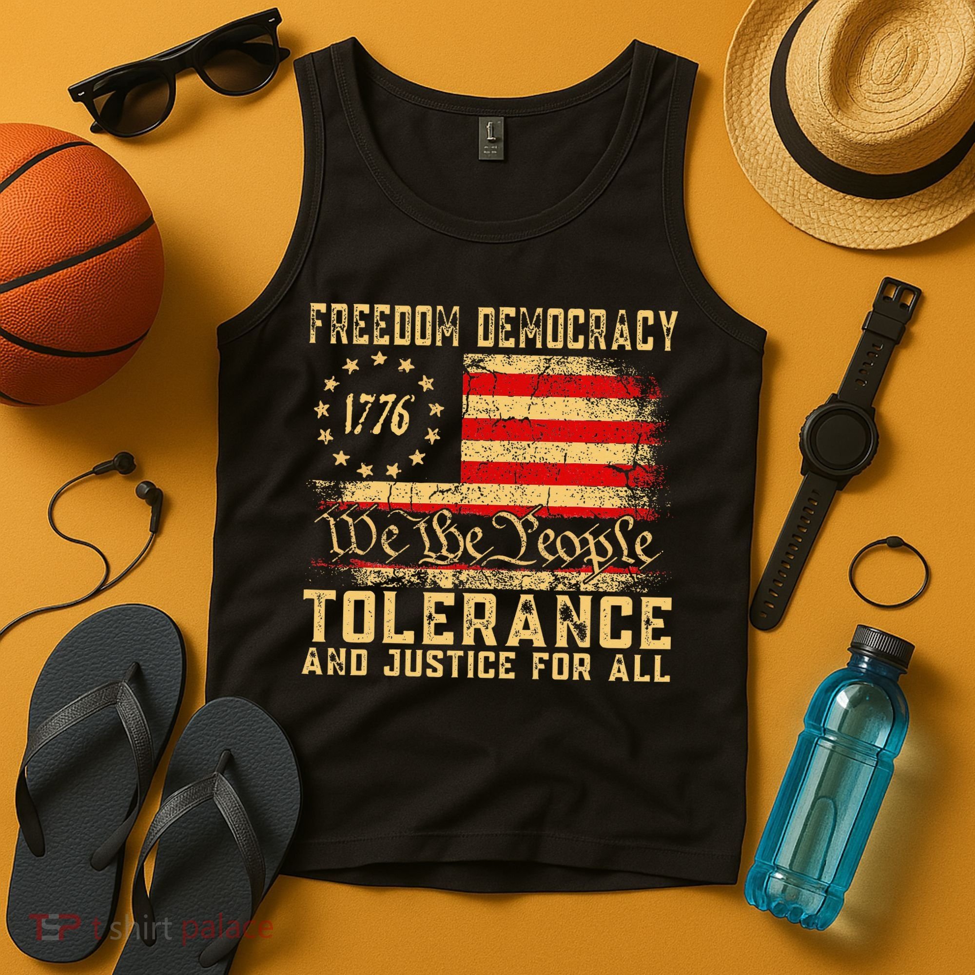 Freedom Democracy Tolerance And Justice For All Hands Off Tank Top