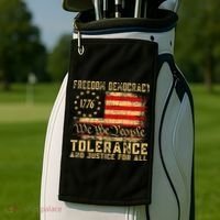 Freedom Democracy Tolerance And Justice For All Hands Off Golf Towel thumb 2