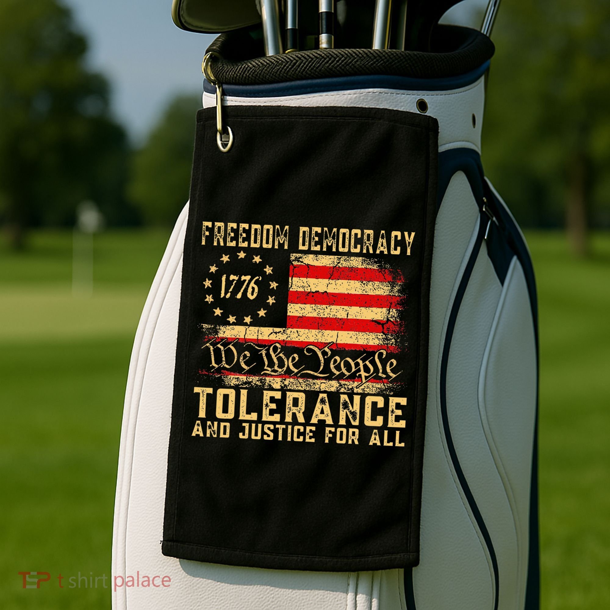 Freedom Democracy Tolerance And Justice For All Hands Off Golf Towel