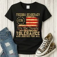 Freedom Democracy Tolerance And Justice For All Hands Off Women's T-Shirt thumb 3