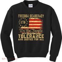 Freedom Democracy Tolerance And Justice For All Hands Off Kids Sweatshirt thumb 0