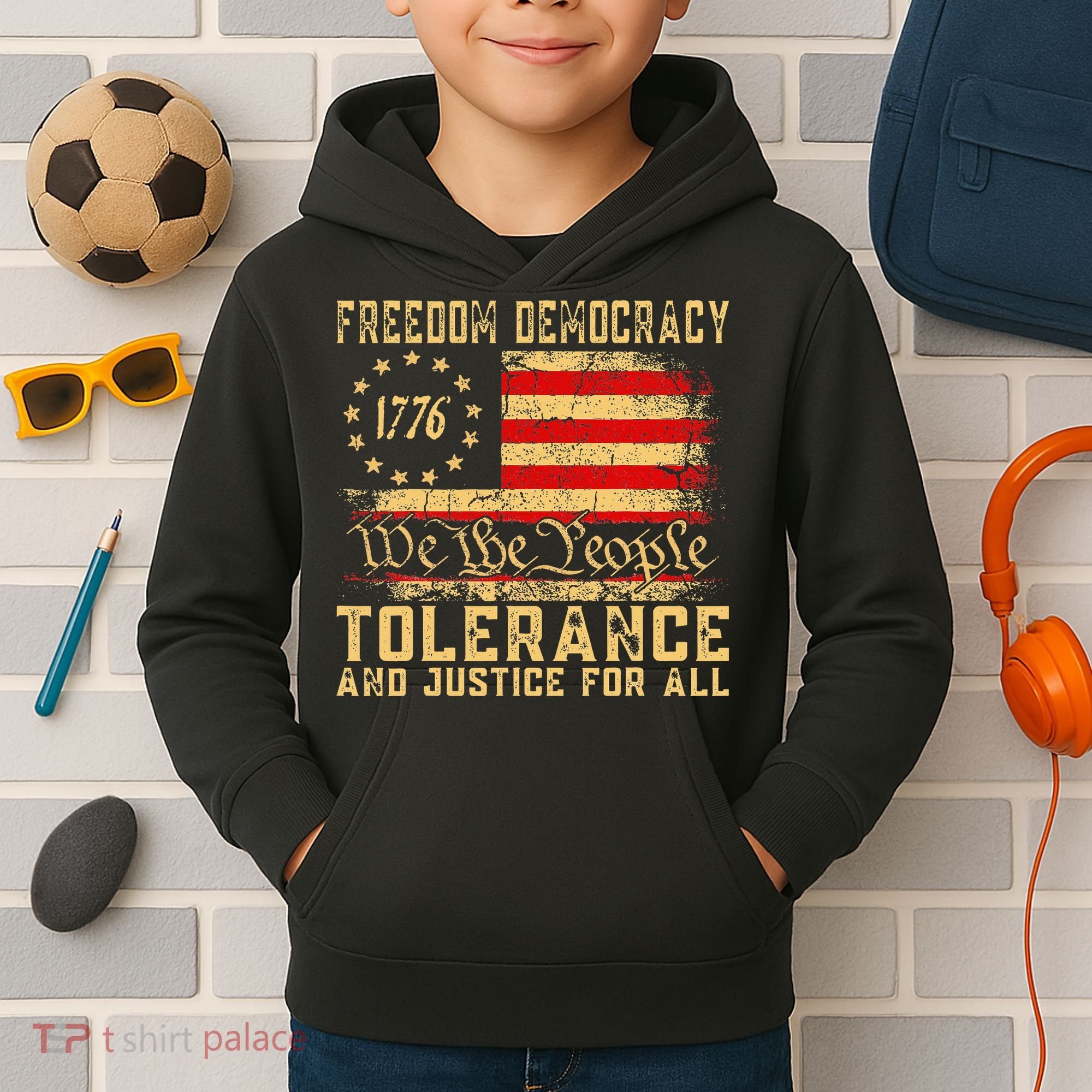 Freedom Democracy Tolerance And Justice For All Hands Off Kids Hoodie