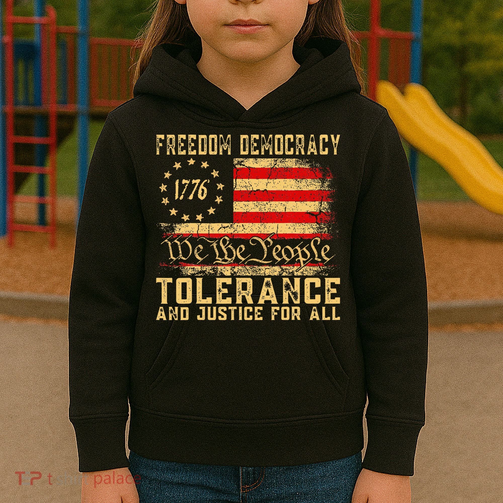 Freedom Democracy Tolerance And Justice For All Hands Off Kids Hoodie