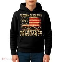 Freedom Democracy Tolerance And Justice For All Hands Off Kids Hoodie thumb 4