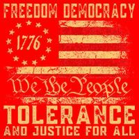 Freedom Democracy Tolerance And Justice For All Hands Off Santa Hat thumb 1