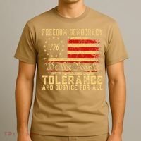 Freedom Democracy Tolerance And Justice For All Hands Off T-Shirt thumb 3