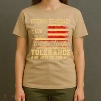 Freedom Democracy Tolerance And Justice For All Hands Off T-Shirt thumb 4