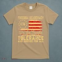 Freedom Democracy Tolerance And Justice For All Hands Off T-Shirt thumb 5