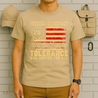 Freedom Democracy Tolerance And Justice For All Hands Off T-Shirt thumb 6