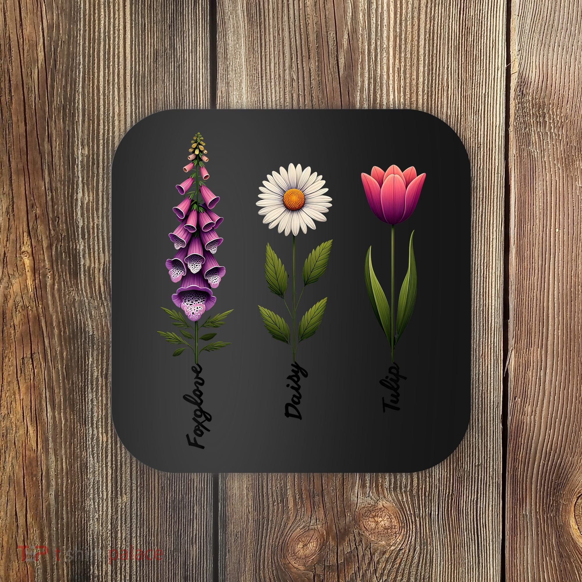 Foxglove Daisy Tulip Floral  Coaster