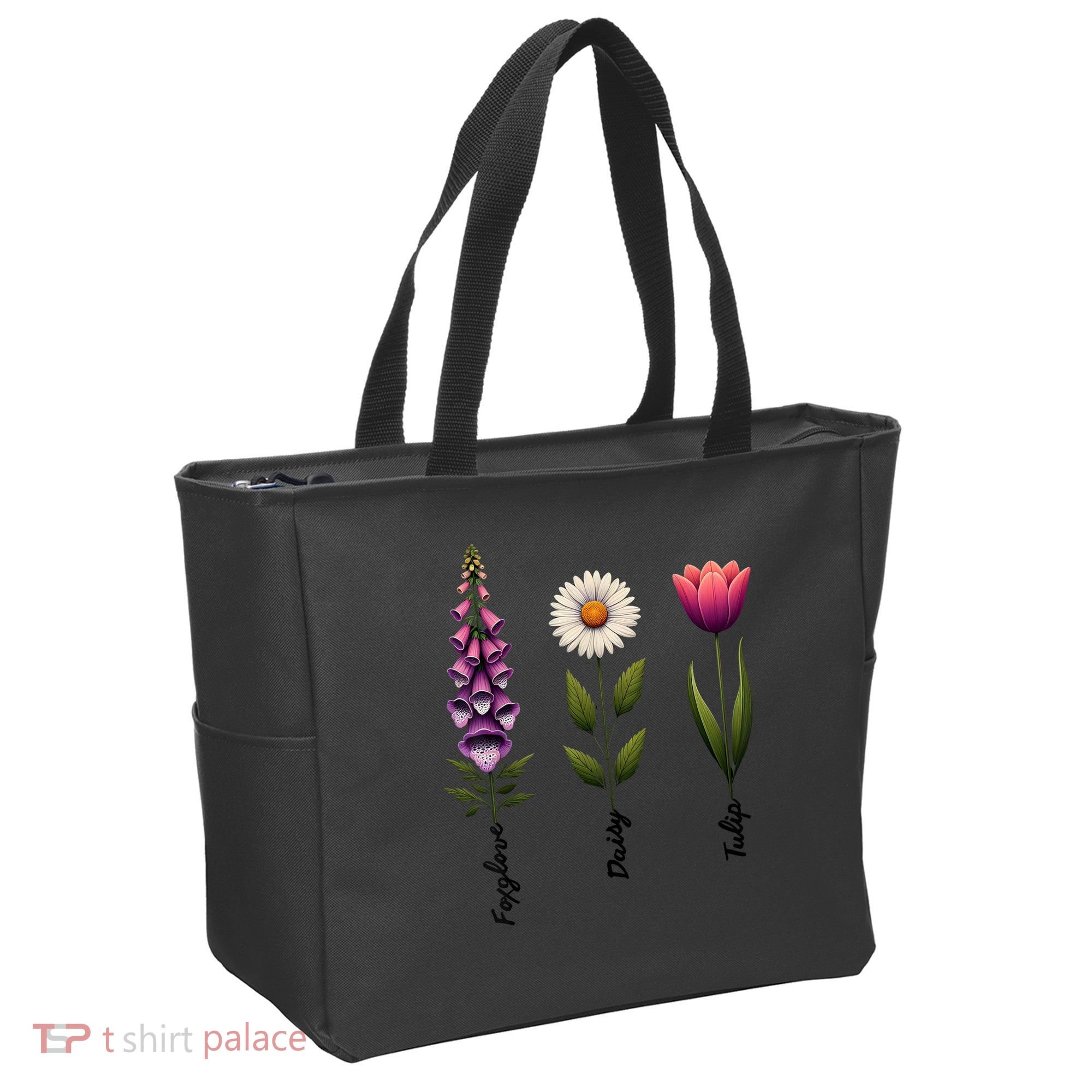 Foxglove Daisy Tulip Floral  Tote Bag