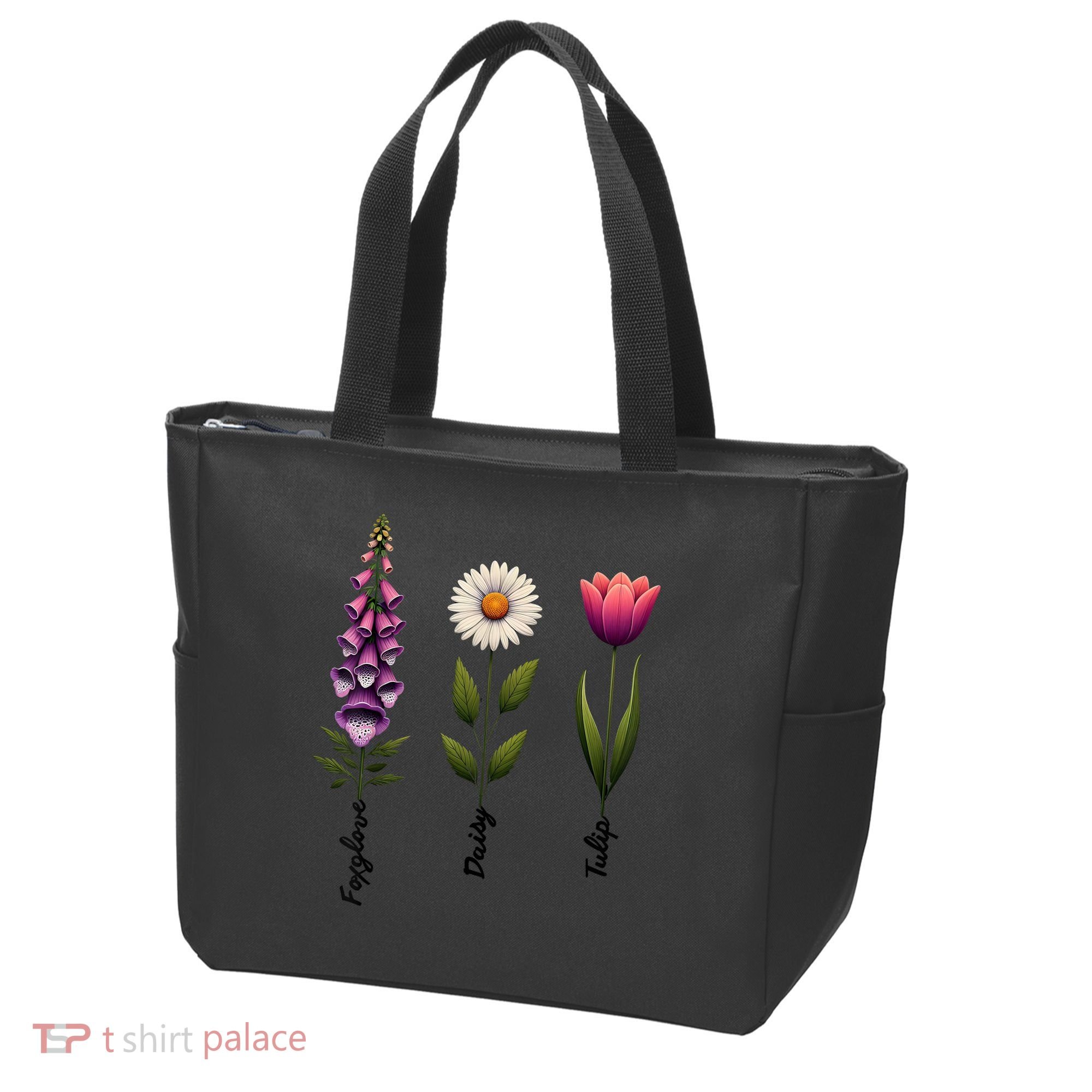 Foxglove Daisy Tulip Floral  Tote Bag