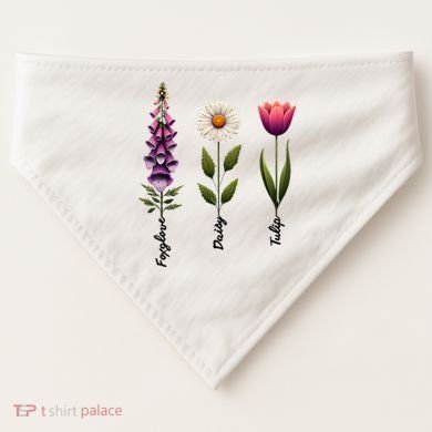 Foxglove Daisy Tulip Floral  USA-Made Doggie Bandana
