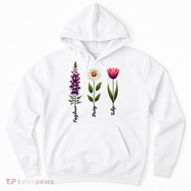 Foxglove Daisy Tulip Floral  Hoodie