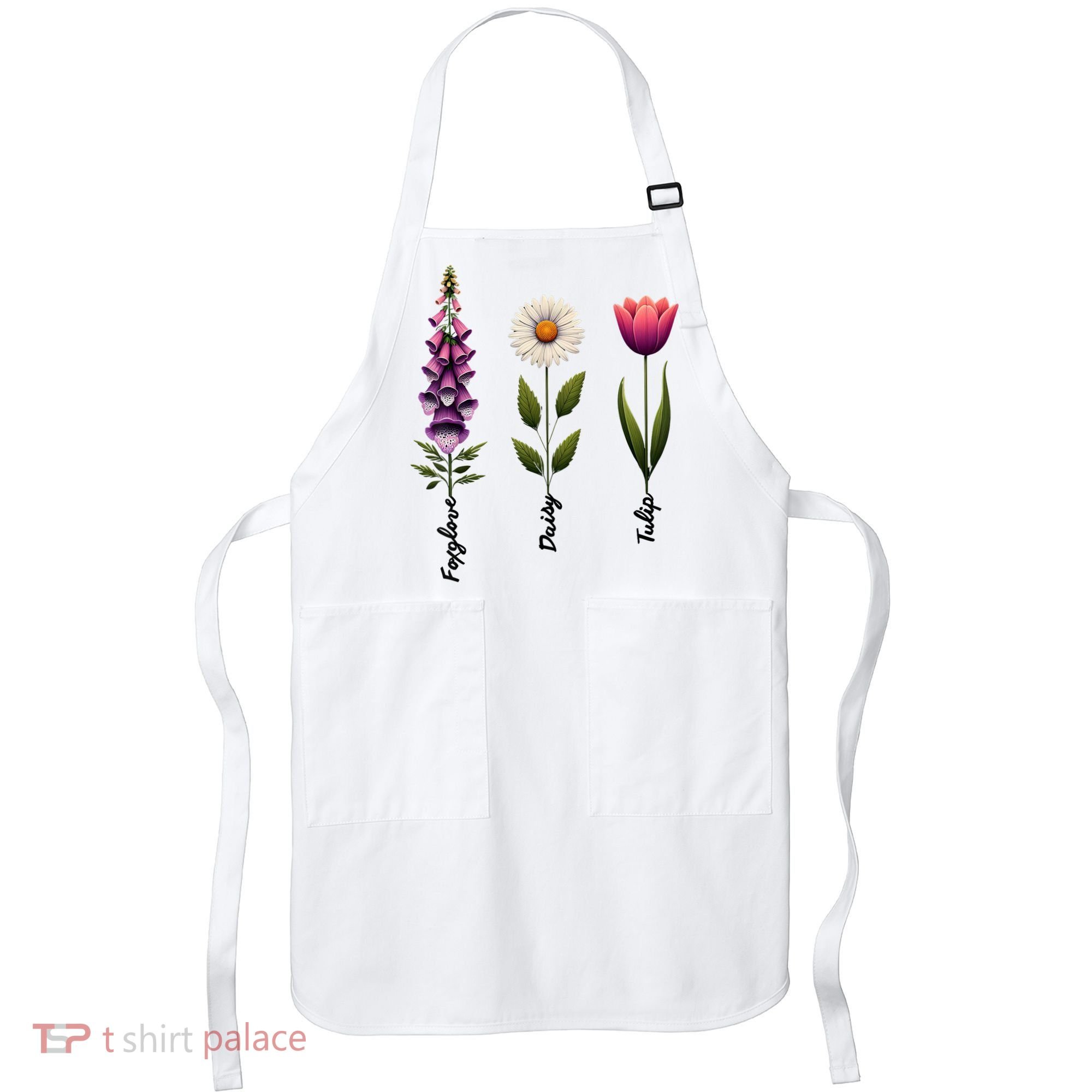 Foxglove Daisy Tulip Floral  Apron
