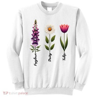 Foxglove Daisy Tulip Floral  Sweatshirt