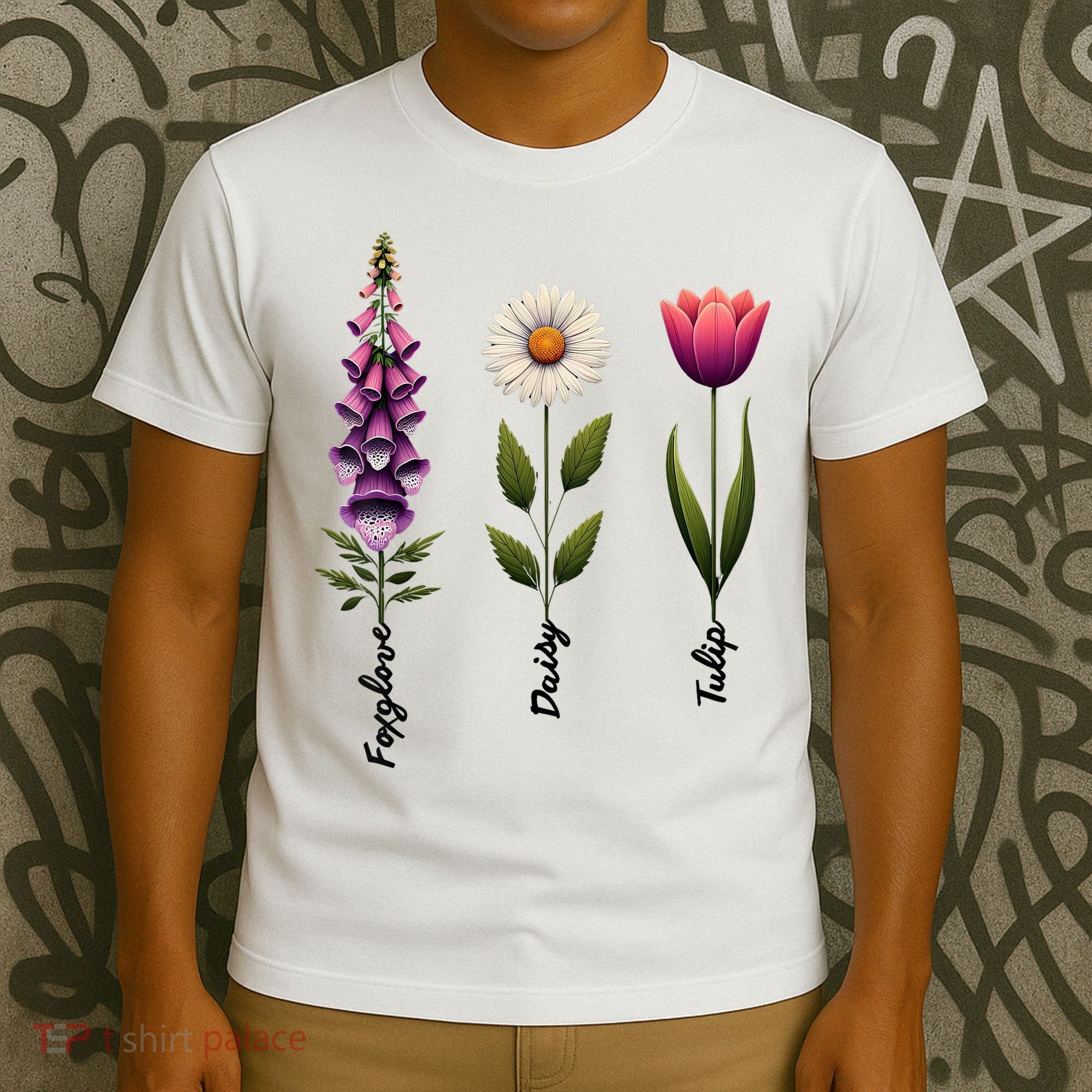 Foxglove Daisy Tulip Floral  T-Shirt