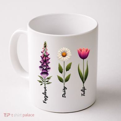 Foxglove Daisy Tulip Floral  Coffee Mug