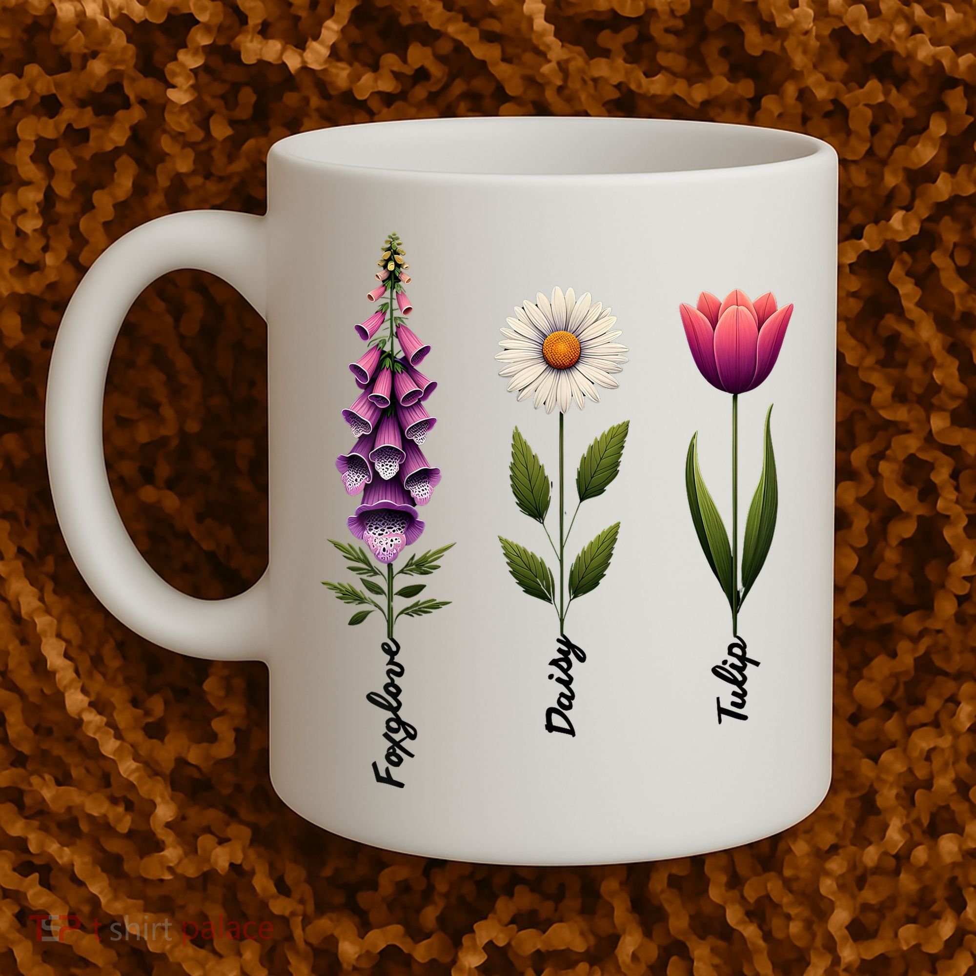 Foxglove Daisy Tulip Floral  Coffee Mug