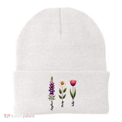 Foxglove Daisy Tulip Floral  Beanie