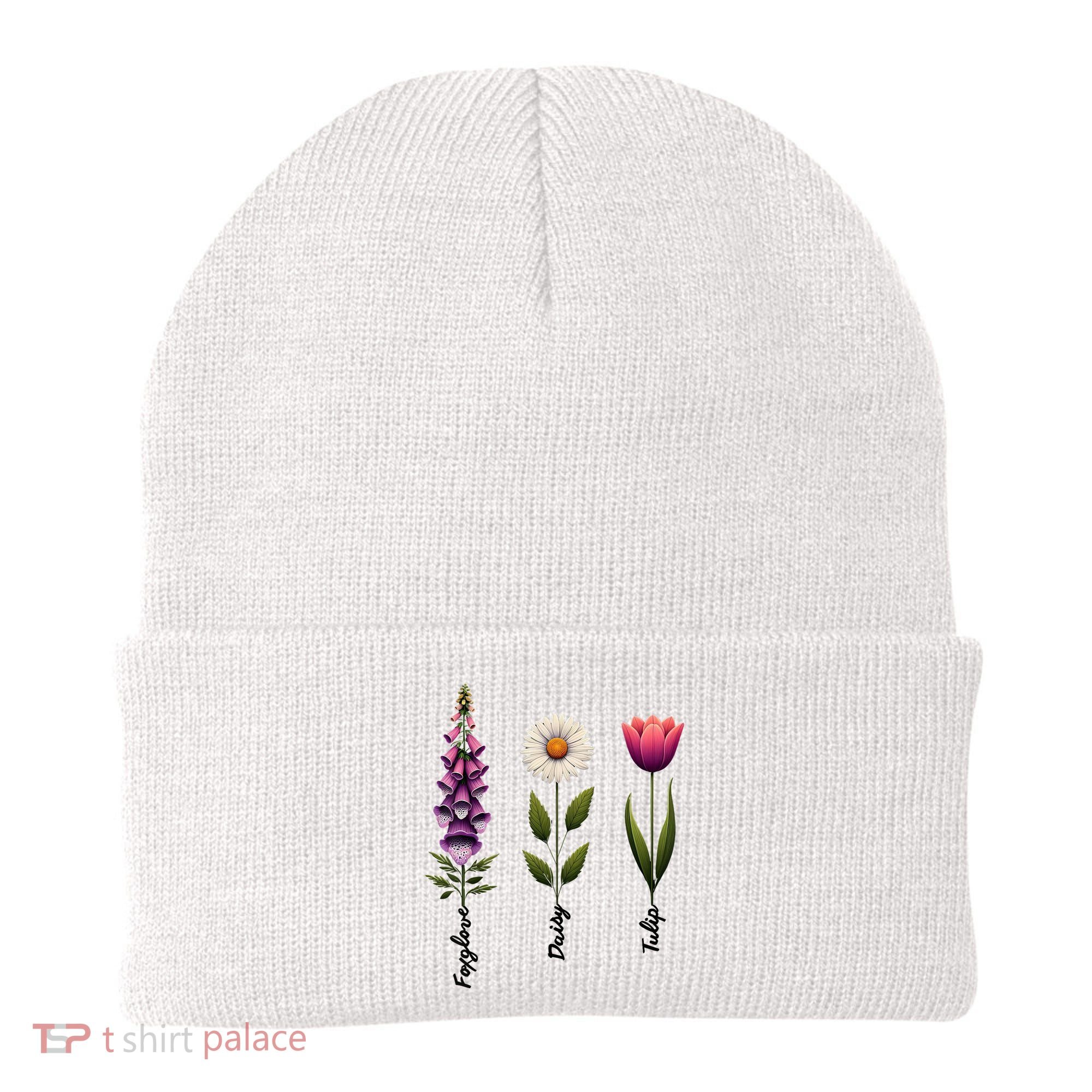 Foxglove Daisy Tulip Floral  Beanie