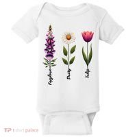 Foxglove Daisy Tulip Floral  Baby Bodysuit thumb 0