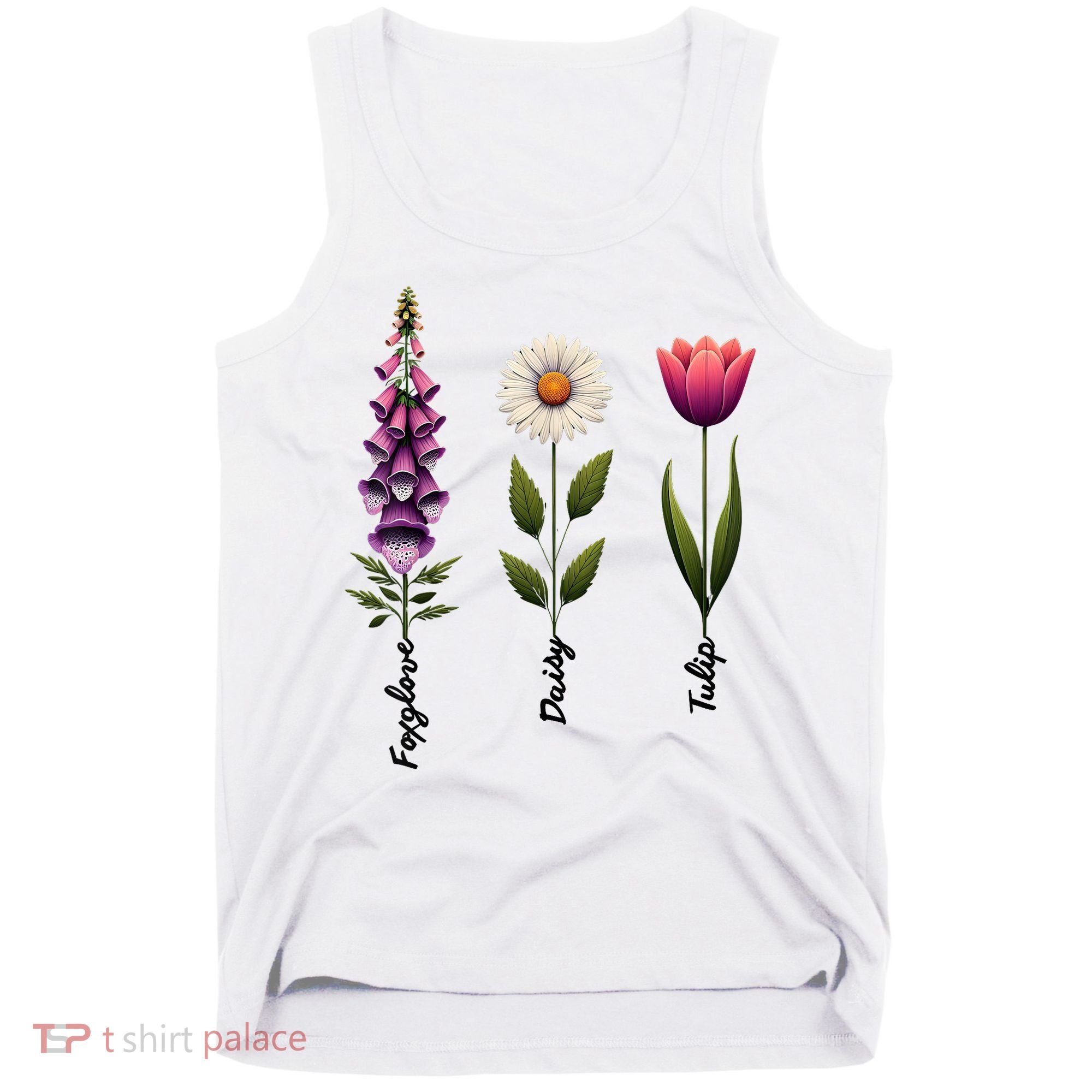 Foxglove Daisy Tulip Floral  Tank Top