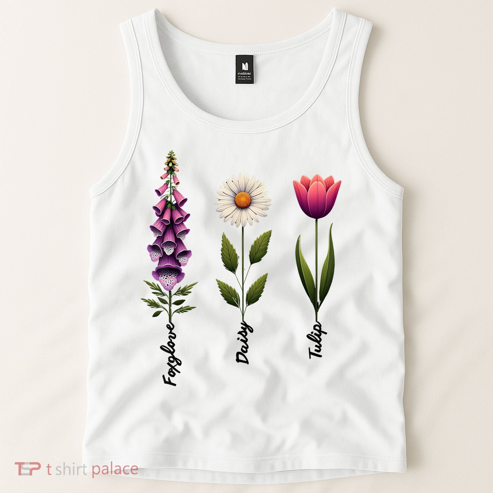Foxglove Daisy Tulip Floral  Tank Top