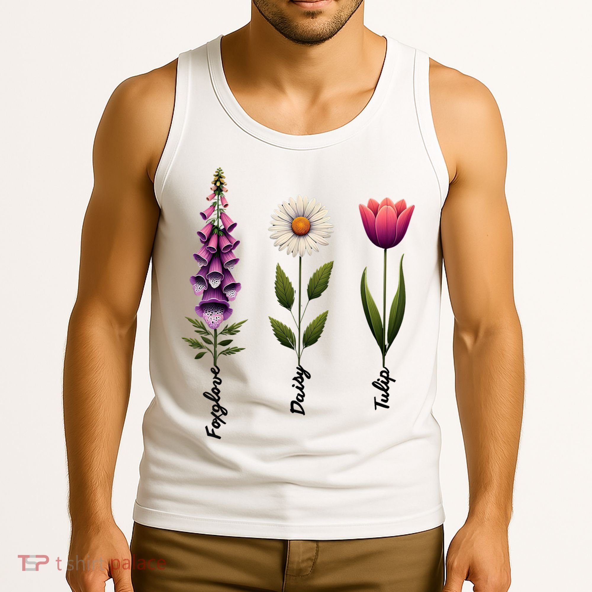 Foxglove Daisy Tulip Floral  Tank Top