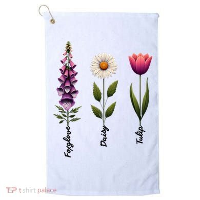 Foxglove Daisy Tulip Floral  Golf Towel