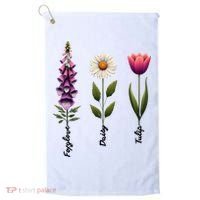 Foxglove Daisy Tulip Floral  Golf Towel thumb 0