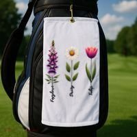 Foxglove Daisy Tulip Floral  Golf Towel thumb 2