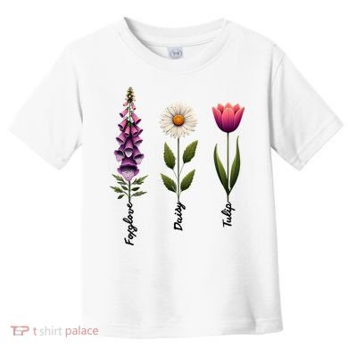Foxglove Daisy Tulip Floral  Toddler T-Shirt