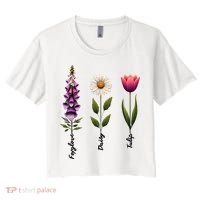 Foxglove Daisy Tulip Floral  Women's Crop Top Tee thumb 0