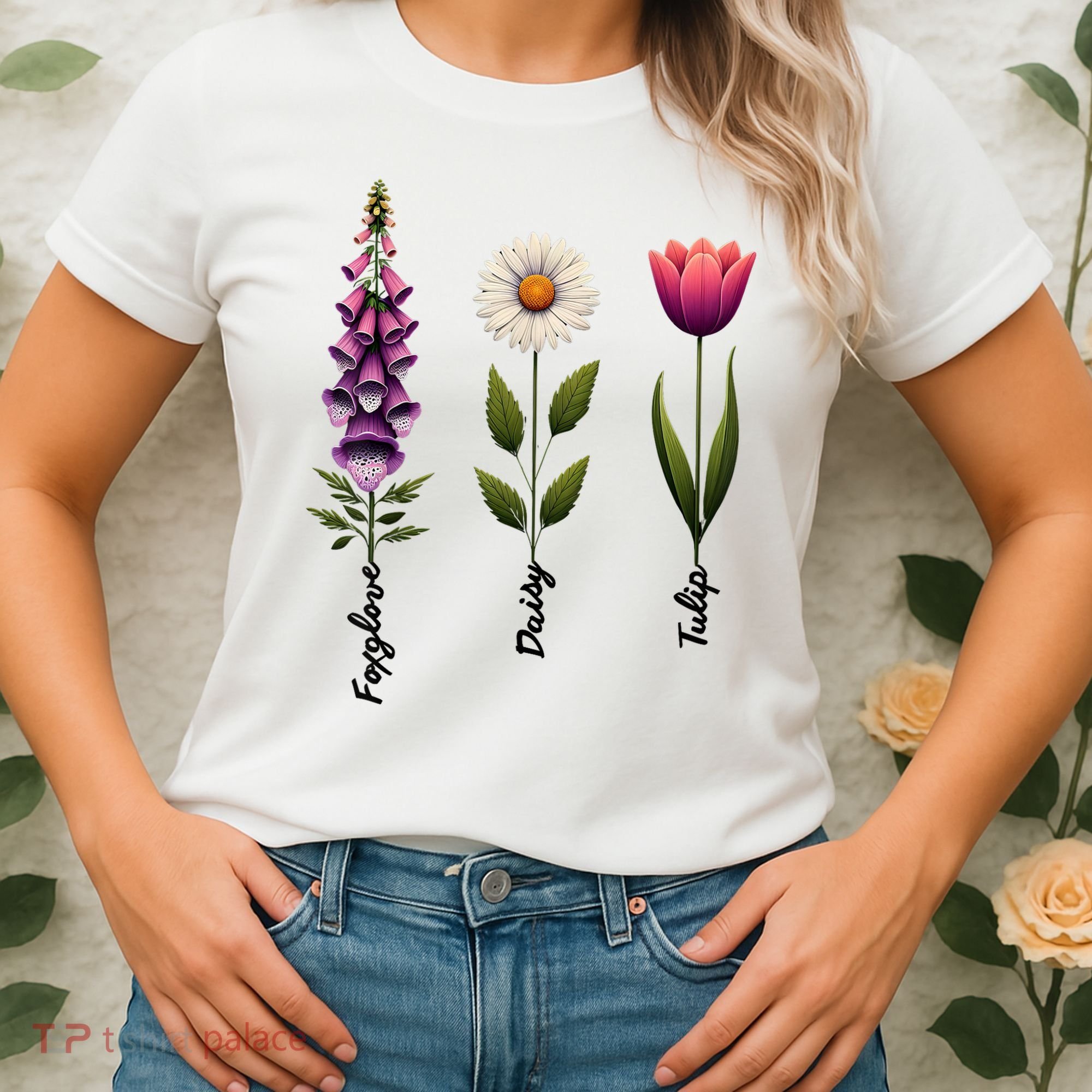 Foxglove Daisy Tulip Floral  Women's T-Shirt
