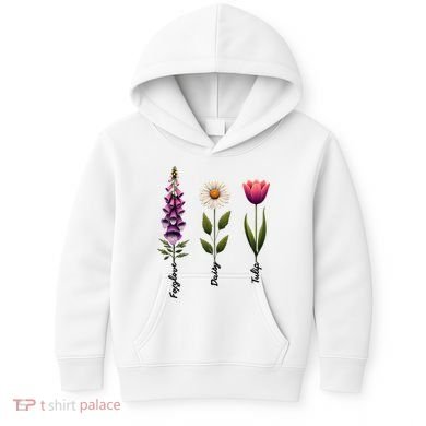 Foxglove Daisy Tulip Floral  Kids Hoodie