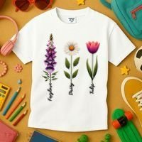 Foxglove Daisy Tulip Floral  Kids T-Shirt thumb 3