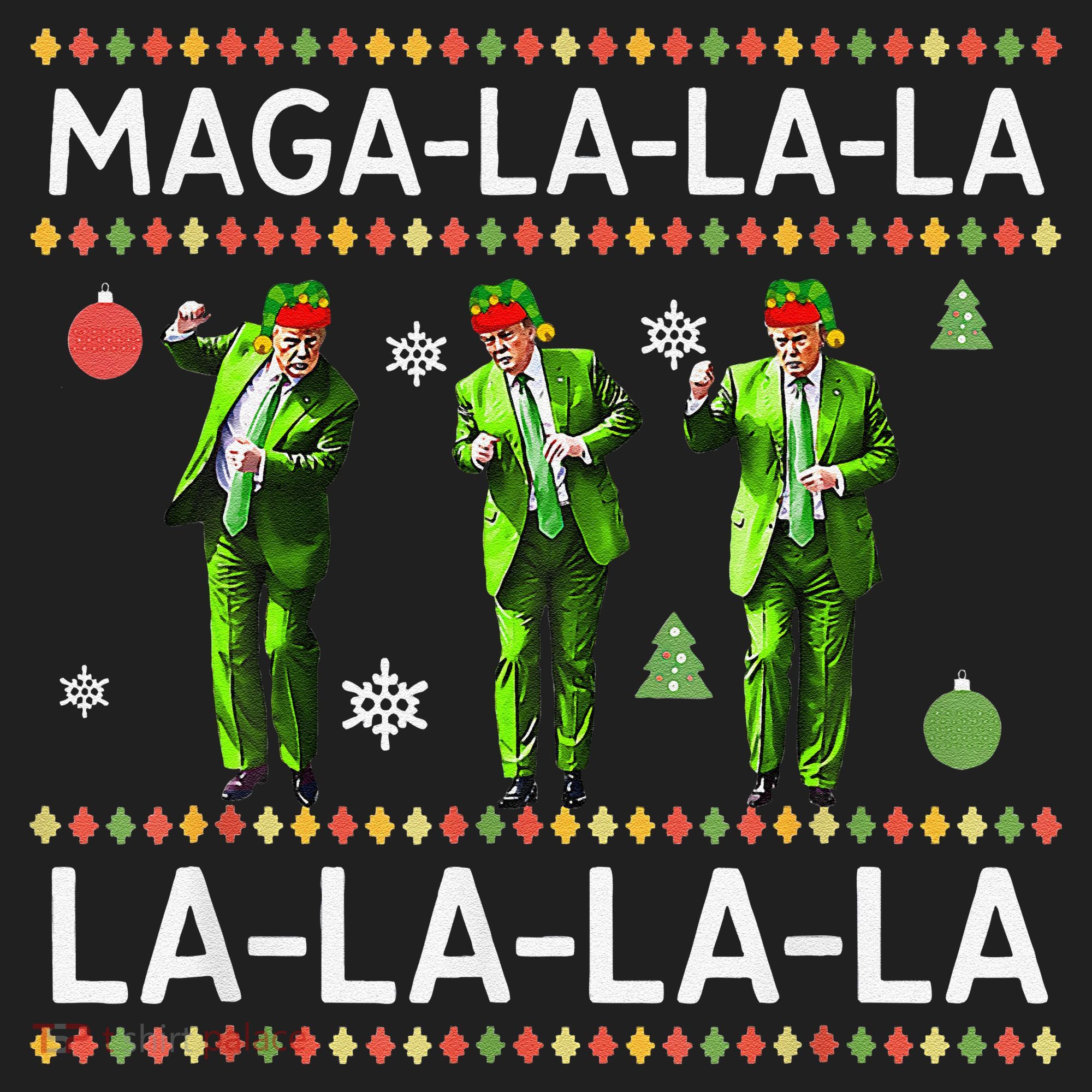 Funny Donald Trump Ugly Christmas Sweater. Maga La La La Beanie
