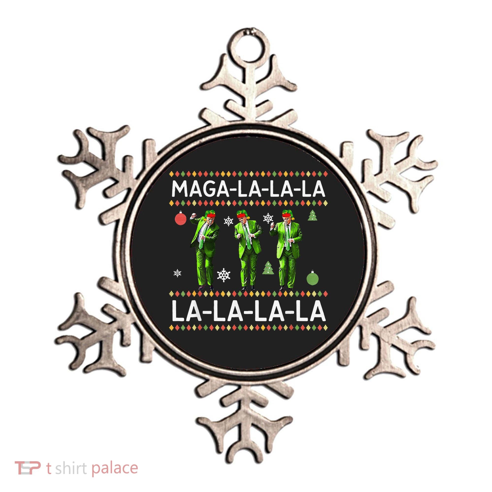 Funny Donald Trump Ugly Christmas Sweater. Maga La La La Ornament
