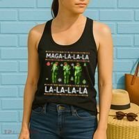 Funny Donald Trump Ugly Christmas Sweater. Maga La La La Women's Tank Top thumb 2