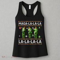 Funny Donald Trump Ugly Christmas Sweater. Maga La La La Women's Tank Top thumb 3