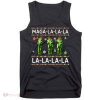 Funny Donald Trump Ugly Christmas Sweater. Maga La La La Tank Top thumb 0