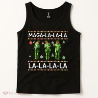 Funny Donald Trump Ugly Christmas Sweater. Maga La La La Tank Top thumb 2