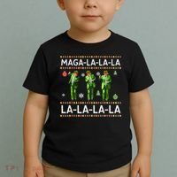 Funny Donald Trump Ugly Christmas Sweater. Maga La La La Toddler T-Shirt thumb 2
