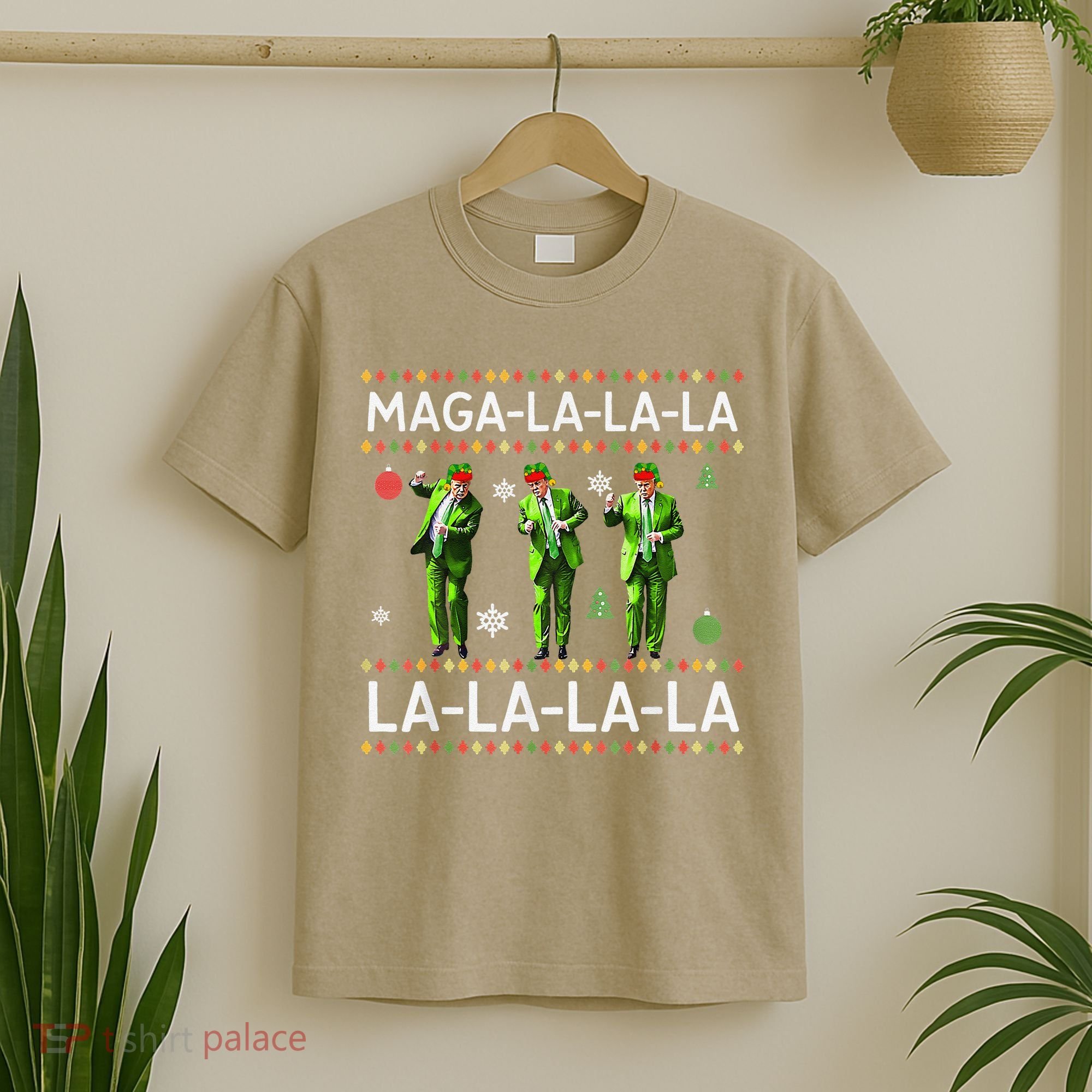 Funny Donald Trump Ugly Christmas Sweater. Maga La La La T-Shirt