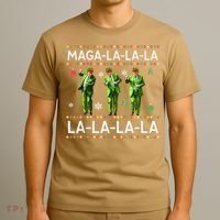 Funny Donald Trump Ugly Christmas Sweater. Maga La La La T-Shirt thumb 3
